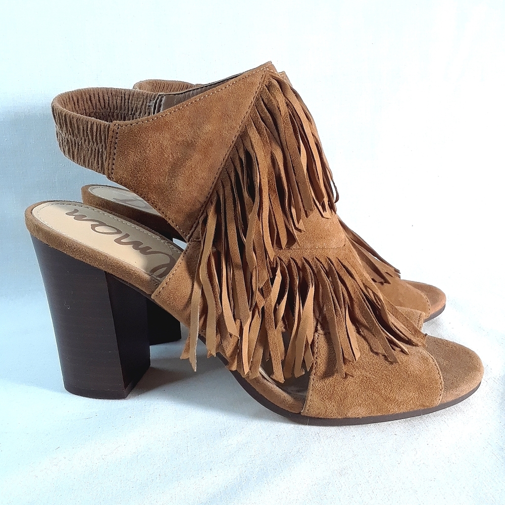 Sam Edelman "Elaine" brown fringe heel sandal